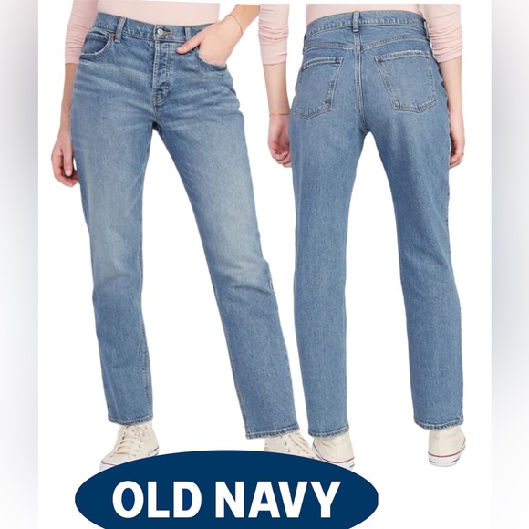 OLD NAVY Jeans High Rise Button-Fly Slouchy Straight Denim - Picture 1 of 10